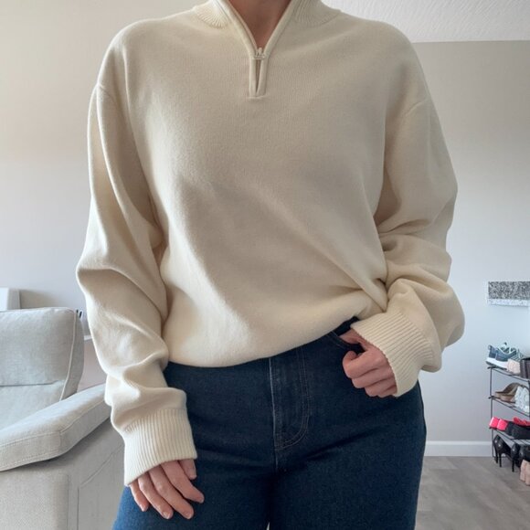 Geoffrey Beene Ivory 1/4 Zip Sweater, Size L - Picture 8 of 8